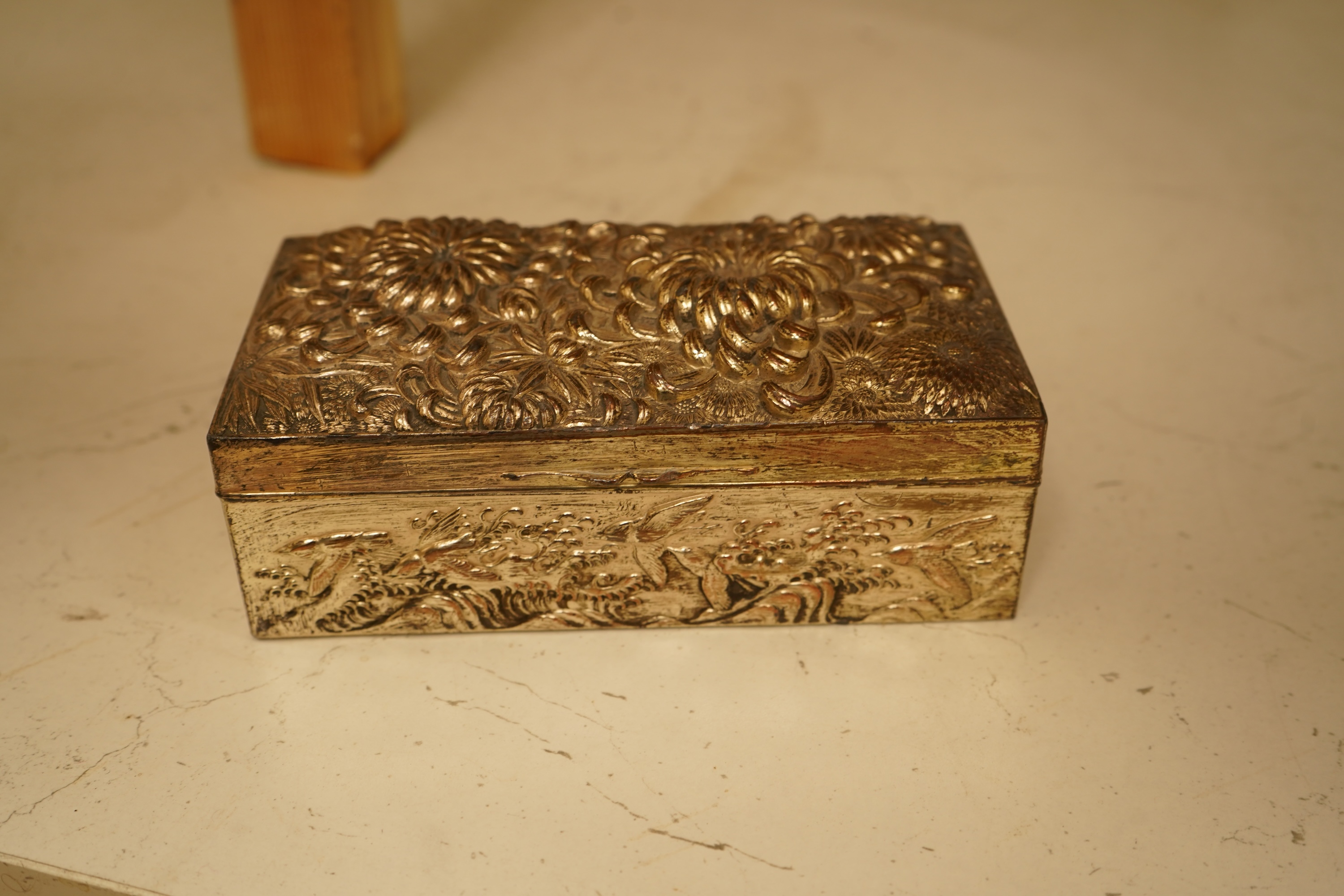 A quantity of assorted plated wares including a pair of 19th century wine coasters, antimony box, toast rack and flatware.